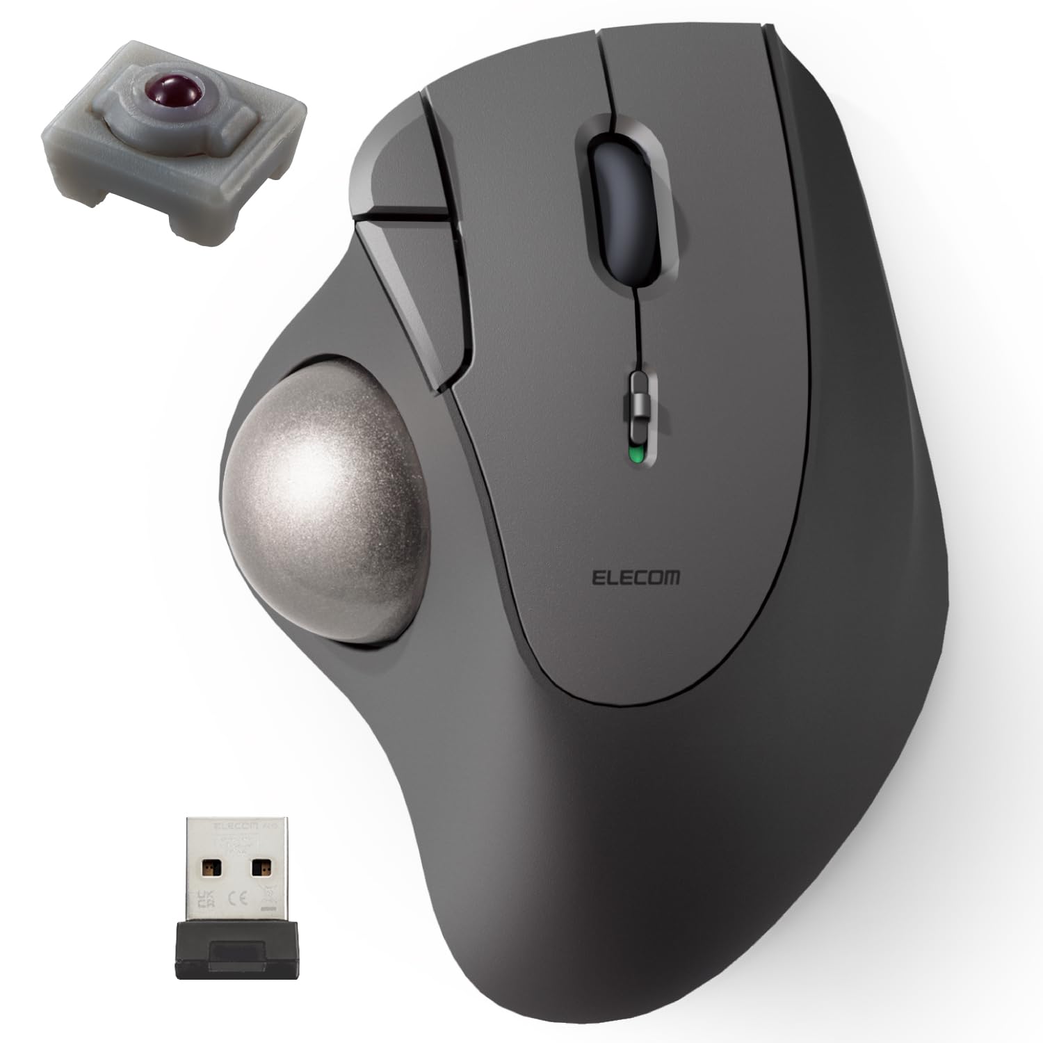 エレコム ワイヤレス トラックボール マウス 無線2.4GHz IST (イスト)シリーズ 5ボタン 親指操作 人工ルビー支持 Windows/