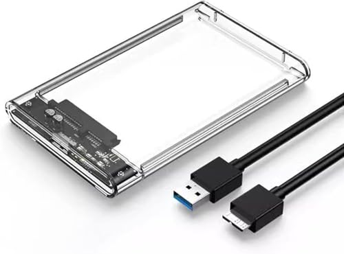透明な2.5インチUSB 3.0 HDDケース、SATAポート対応、USB 3.0ケーブル付属 (透明)