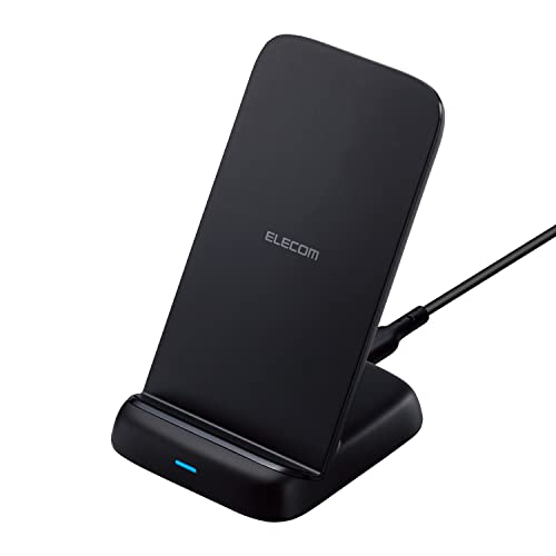 エレコム (ELECOM) ワイヤレス充電器 Qi認証 最大10W出力 スタンド 3コイル搭載 滑り止めパッド Type-C(入力ポート) C-