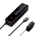 エレコム USB3.0 ハブ 7ポート ACアダプタ付 セルフパワー マグネット付 MacBook / Surface Pro / Chrome(2)