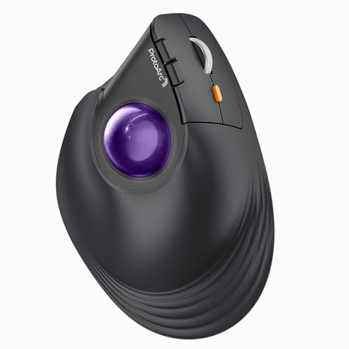 ProtoArc EM05 NLバーティカル トラックボールマウス 縦型62° 2.4GとBluetooth両対応 ワイヤレス 5段階DPI 2