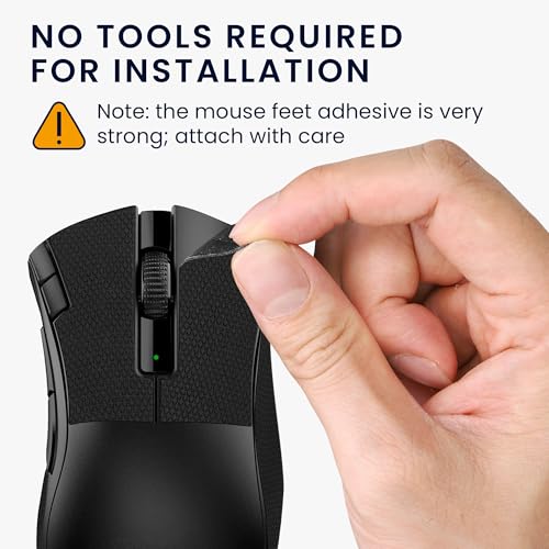 kwmobile マウスグリップ Razer DeathAdder V2 X対応 グリップテープ - 滑り止め カット済 厚さ0.5mm 黒色