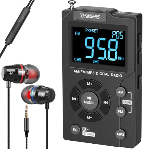ZHIWHIS ラジオ小型 MP3/FM/AM/ワイドFM対応 MicroSDカード対応 600mAh/大画面/プリセット/キーロック USB-