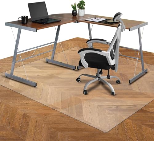 デスクごとチェアマット 130×160cm ゲーミングチェアマット 床保護マット 特大サイズ ずれない 透明 PVC厚み1.5mm SGS認証済
