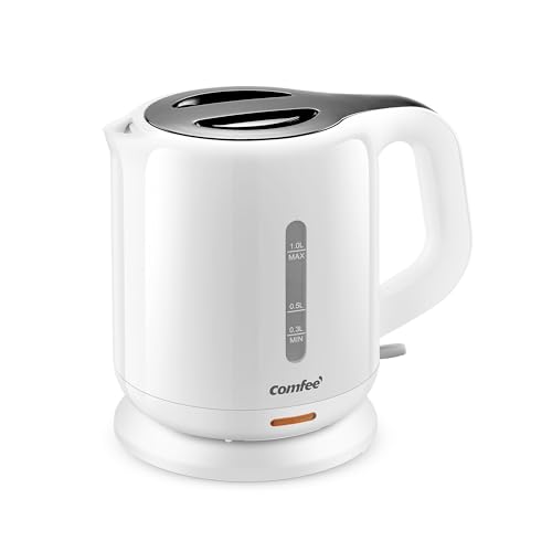 COMFEE' 電気ケトル 1.0L カンタン 急速沸騰 空焚き防止 沸騰自動OFF機能付き お手入れ簡単 コンパクト シンプル 一人暮らしに最
