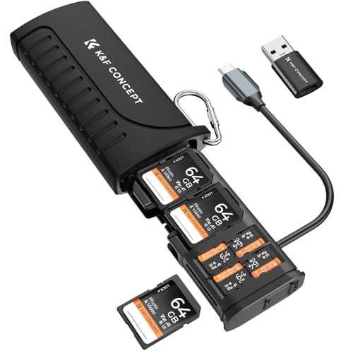 K&F CONCEPT カードリーダーケース【USB3.1 Gen1 高速転送】SD/TFカードリーダー & 収納ケース 12スロット 二合一