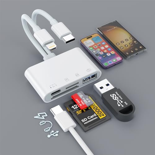 【2025 MFi認証品】iPhone SDカードリーダー 4in1 Lightning/Type C - USB3.0/Type C/SD/m