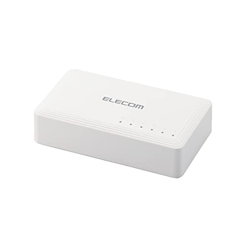 エレコム スイッチングハブ 5ポート ギガビット プラスチック筐体 コンパクト 軽量 [ACアダプター付属/壁掛け設置対応/静音ファンレス/省電