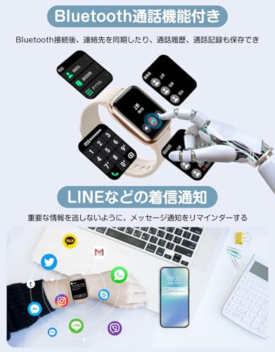 エブリデイ・ダイレクトのGanRiver スマートウォッチ 万歩計 通話機能付き 腕時計型 レディース メンズ iphone対応 アンドロイド対応 Smart Watc｜アングル3