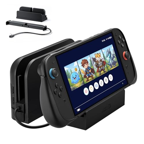 JSAUX Switch 2 Dock用 延長ケーブル スタンド付き 35cm USB C延長ケーブル 厚型保護ケース対応 急速充電 10Gbp