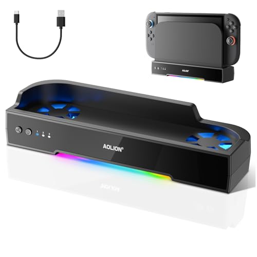 LuxiSync Switch 2用 冷却ファン スイッチ2ドック対応 三段階風速 調整可能 RGBライト付き 静音設計 壁掛け対応 ダブルファ