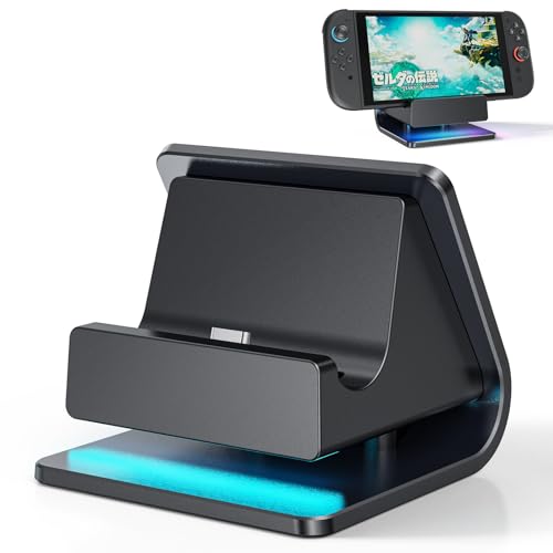 Switch 2 対応充電スタンド、スイッチ2 用ポータブルドックスタンド、NS 2 本体用ドック「マルチモード照明・スマートチップ内蔵・最適な