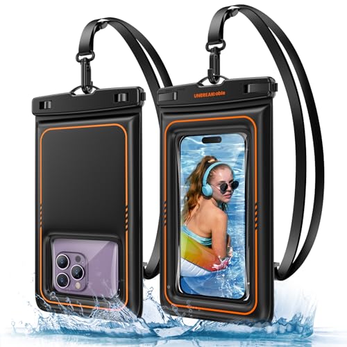 UNBREAKcable 浮遊型防水フォンポーチ2個セット、IPX8防水携帯ケース ドライバッグ カヤック/ビーチ/クルーズ旅行必需品、iPho