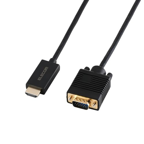 ブラック/2m/EC-HDMIVGA20BK・Color:ブラックSize:2mPatternName:1)ケーブル単品・パッケージ個数:1・VGA(ミニD-Sub15pin)ポート搭載のディスプレイなどに映像を出力できる変換ケーブルです。HDMI(R)ポート搭載パソコンやプロジェクターなどの映像信号を、VGA(ミニD-Sub15pin)ポート搭載ディスプレイなどに映像を出力することができ、画面複製と画面拡張に対応しています。・※VGA(D-sub15pin)からHDMIへの変換はできません。・※音声出力には対応していません。・※映像が正しく表示されない場合は、接続先のディスプレイなどの電源ON/OFFや各接続コネクターの抜き挿しをお試しください。・※環境、機器により正常に動作しない場合があります。【仕様】 ■コネクター形状1：HDMI(R)プラグ ■コネクター形状2：VGA(ミニD-Sub15pin)プラグ ■対応機器：HDMIプラグ側:HDMIポート搭載パソコンやプロジェクターなど ■対応機器：VGA(ミニD-Sub15pin)プラグ側:VGA(ミニD-Sub15pin)ポート搭載ディスプレイなど ■対応解像度：最大FHD(1920×1080px)/60Hz ■規格：HDCP非対応 ■ケーブルタイプ：ノーマルタイプ ■ケーブル長：約2m ※コネクター含まず ■カラー：ブラック ■パッケージ形態：袋、シール ■環境配慮事項：EU RoHS指令適合(10物質)、THINK ECOLOGYマーク 【説明】 ■VGA(ミニD-Sub15pin)ポート搭載のディスプレイなどに映像を出力できる変換ケーブルです。HDMI(R)ポート搭載パソコンやプロジェクターなどの映像信号を、VGA(ミニD-Sub15pin)ポート搭載ディスプレイなどに映像を出力することができ、画面複製と画面拡張に対応しています。 ※VGA(D-sub15pin)からHDMIへの変換はできません。 ※音声出力には対応していません。 ※映像が正しく表示されない場合は、接続先のディスプレイなどの電源ON/OFFや各接続コネクターの抜き挿しをお試しください。 ※環境、機器により正常に動作しない場合があります。 ※すべての機器での動作を保証するものではありません。 ■接続した複数台のディスプレイを1つの画面として表示する画面拡張と、出力側のディスプレイと同じ画面を表示する画面複製に対応しています。 ※接続する機器が、画面複製・画面拡張に対応している必要があります。 ※機種によっては画面拡張に対応していない場合があります。 ■最大FHD(1920×1080px)/60Hzの解像度に対応しています。 ※著作権保護技術のHDCPに対応していません。(HDCP保護コンテンツの出力ができません) ■当製品はIC搭載のアクティブタイプです。 ■アダプター部分には、シールド効果が高く、外部ノイズの影響を受けにくい金属シェル構造を採用しています。 ■外部ノイズの干渉を受けにくい3重シールドケーブルを採用しています。 ■サビなどに強く信号劣化を抑える金メッキピンを採用しています。 ■ドライバー不要で、機器同士を接続するだけで使用可能です。 ■EUの「RoHS指令(電気・電子機器に対する特定有害物質の使用制限)」に適合(10物質)した、環境にやさしい製品です。 ■自社環境認定基準を1つ以上満たし、『THINK ECOLOGY』マークを表示した製品です。 ■環境保全に取り組み、製品の包装容器が紙・ダンボール・ポリ袋のみで構成されている製品です。 ■環境保全に取り組み、製品の包装容器におけるプラスチック重量を、社内基準製品より20%以上削減した製品です。 【商品に関するお問い合わせ】 チャットサポート / 詳細は 8056.jpをご確認ください。