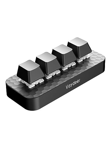 Vaydeer プログラマブルキーボード 4キー ショートカットキーボード ゲーミング 片手 有線 メカニカル キーボードマクロ可能 互換性 W