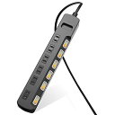 エレコム 電源タップ 6個口 3m 雷ガード 個別スイッチ ほこりシャッター付 耐熱 PSE技術基準適合 ブラック T-K6A-2630BK
