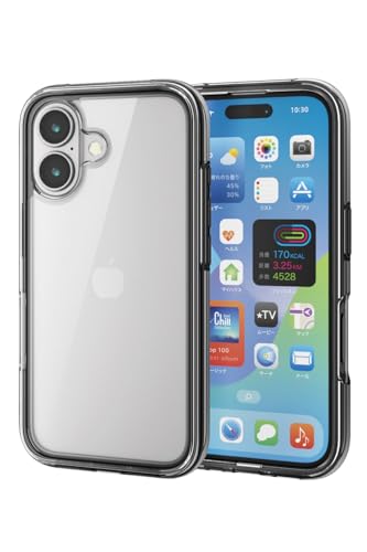 樂天商城 - エレコム iPhone 16 ケース 背面クリア 耐衝撃 衝撃吸収 全周エアーバッグ ハイブリッド 軽量 MUBRAIN ブラック×クリア PM
