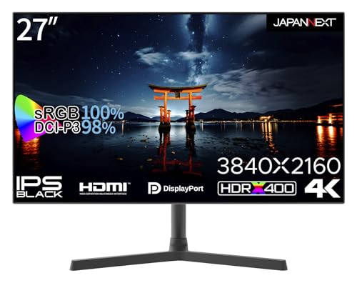 JAPANNEXT 27インチ IPS BLACKパネル搭載 4K(3840x2160)解像度 液晶モニター JN-27IPSB4FLUHDR