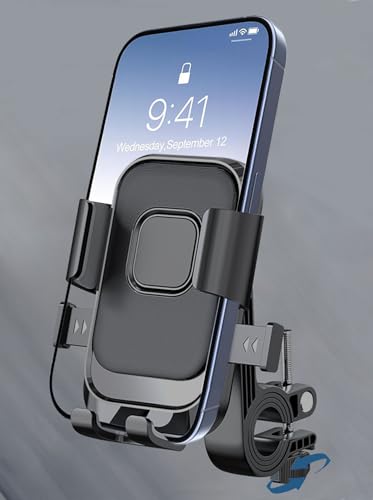 自転車 スマホホルダー 2025アップグレードモデル 片手操作 【カメラを邪魔しない】落下防止 振動吸収 強力な保護 スマホホルダー 自転車 3