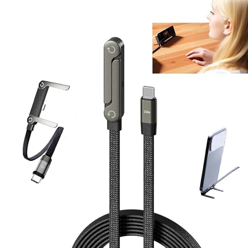 YipuVR 2-in-1インビジブルスタンド充電ケーブル 240W急速充電USB-Cケーブル折りたたみ式スタンド付き 内蔵スマホサポートの高速