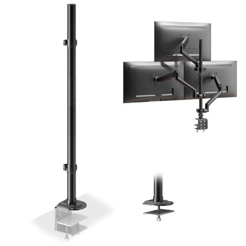 ACCURTEK ユニバーサル モニターアーム ポール・支柱 総耐荷重40kg 長さ81cm 直径35mm 強化ベース 10～80mm天板対応（