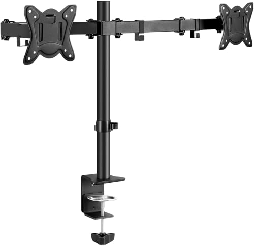 モニターアーム 2画面 デュアルモニターアーム（13-32インチ/耐荷重8kg）ディスプレイアーム VESA100x100 多角度調整 クランプ