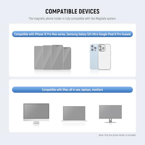 NEEWER スマホ卓上マウント マグネット式 三つ折り卓上スマホスタンド アルカ型ベース付き モニター/ウェブカメラ/スマホ/ラップトップ/T