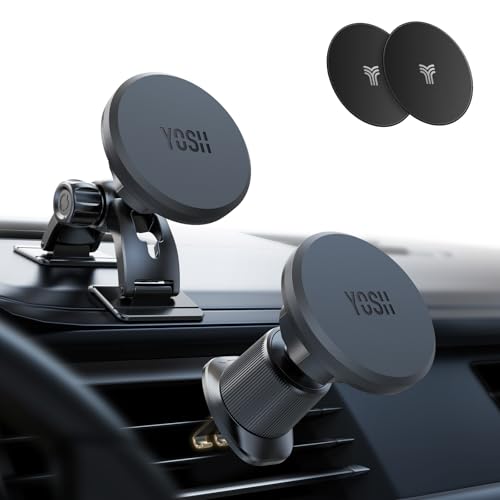 樂天商城 - 【2in1・自由取り付け】YOSH スマホホルダー 車 マグネット アップグレード：ダブル金属製フック＆二割貼り付けベース エアコン吹き出し口＆