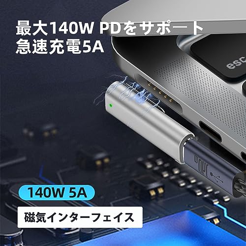 USB Type C Magsafe3 対応140W 電源アダプタ 磁気充電 T-Tip互換 Mac 充電器 2021 MacBook Pro