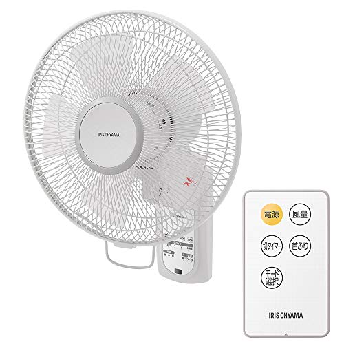 【節電対策】 アイリスオーヤマ 扇風機 壁掛け 首振り 風量3段階 リモコン付 タイマー付 リズム風 快眠モード マイコン式 ホワイト WFC-