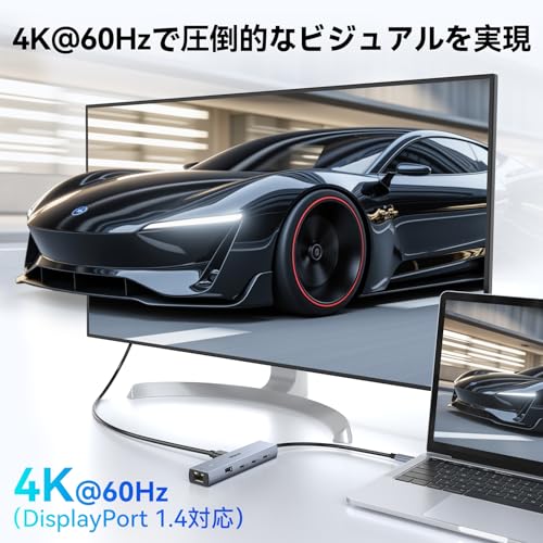 MOKiN USB-Cハブ 7-in-1 多機能アダプター4K HDMI出力、100W PD高速充電、USB 3.1×3、USB 2.0、RJ4