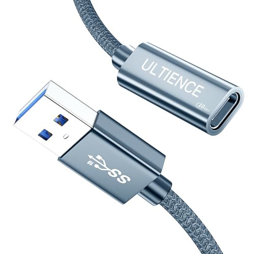 ULTIENCE USB-C メス 変換 USB 3.0オスアダプターケーブル 10Gbps 超高速転送速度 60W 急速充電 丈夫な編組1.2