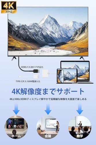 Type-c HDMI�Ѵ������֥� 2in1 4K ��®���� ������c hdmi �Ѵ� �������� �������� �ٱ�ʤ� ����Ʊ������ AV�����ץ�