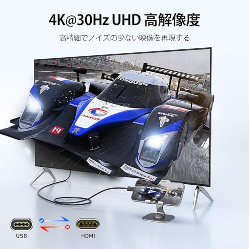 USB C HDMI 変換ケーブル - 1M 4K@30Hz対応 高速伝送 スマホ テレビ ミラーリング ...