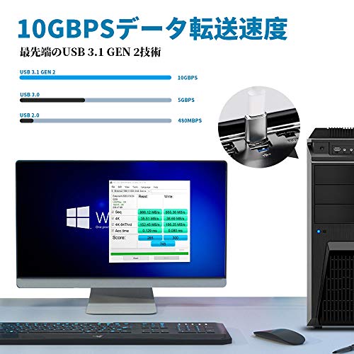 YOKELLMUX USB Type-C 変換アダプタ USB 3.1 10Gbps QC3.0 Type C (メス) to USB (オス) 2