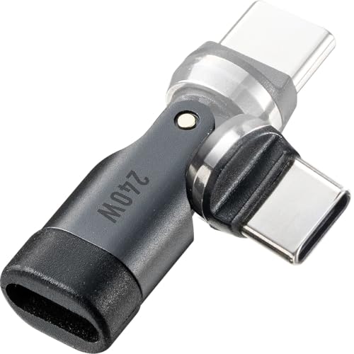 サンワダイレクト USB-C 変換アダプタ 540° 回転 PD 240W 急速充電 480Mbps データ転送可 Type-C L字 L型 コ
