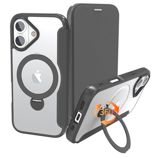 樂天商城 - 【実用性が高い手帳型】 iPhone 17 用 ケース 手帳型 2枚カード収納 背面クリア 360度回転するMagSafeリングが超便利 軽い