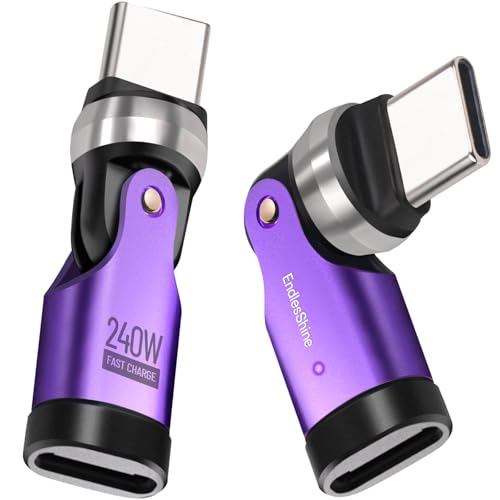 Purple/2パック/-・Size:2パックColor:Purple・【高出力PD240W対応の急速充電】このType-C to Type-C変換コネクターは、最大PD240Wの超高速充電に対応し、スマートフォンからノートパソコンまで幅広いデバイスを瞬時に充電できます。高効率な電力供給により、充電時間を大幅に短縮。さらに、両端のコネクタは360°＋180°自由に回転できる設計で、ケーブルのねじれや過度な曲げを防止します。狭い場所でも快適に使用でき、耐久性と柔軟性を両立。断線の心配がなく、長く安心して使える高品質なType-Cケーブルです。・【480Mbpsのデータ転送】USB 2.0規格に対応し、最大480Mbpsのデータ転送速度を実現。写真、音楽、動画などの大容量データもスムーズに転送可能です。安定した通信性能により、データのやり取りがストレスなく行え、作業効率を大幅に向上させます。日常使用はもちろん、仕事や出張先でも頼れるパートナーです。・【360°＋180°回転プラグ】ユニークな360°＋180°回転構造を採用しており、使用環境に合わせて柔軟に角度を調整できます