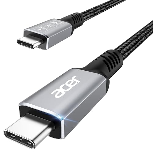 -/2M/-・Size:2M・【フル機能USB4、これ一本で完結】AcerのType-Cケーブルは最新のUSB4技術を採用し、8K HDR映像、40Gbpsデータ転送、240W急速充電に対応。Thunderbolt 4/3とも完全互換で、あらゆる接続ニーズに応える高コスパなオールインワンケーブルです。・8K@60Hzの圧倒的ビジュアル体験 - Thunderbolt 4/3に対応した本映像出力ケーブル タイプCは、8K@60Hzシングルディスプレイ、または4K@60Hzデュアルディスプレイ（ミラー／拡張）に対応。映画・スポーツ・ドラマを鮮明な画質で楽しめます。さらに、WindowsではMSTモードに対応し、生産性も向上します。【注意：映像出力にはDP Alt Mode対応が必要です。実際の解像度は接続するデバイスに依存します。】・40Gbpsの超高速転送 - USB 3.2 Gen 2（10Gbps）の理論値より最大4倍高速。Acer USB4 TypeCケーブルなら、大容量ファイル転送や業務効率化もスムーズに。仕事からエンタメまで、快適なデータ通信を実現します。【注意