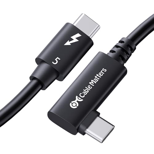 Black/-/107066-BLK-0.8m・【圧倒的なスピードと効率性】従来のThunderbolt 4 ケーブル（最大40Gbps）を大きく超える、最大80Gbpsの双方向データ転送と、最大120Gbpsのビデオ帯域幅に対応。Thunderbolt 5 ケーブルならではの性能で、4K/8K動画編集、3Dレンダリング、大容量ファイルの高速転送を実現。データスループットを重視するプロフェッショナルやクリエイターに最適な Type-C Thunderbolt 5 ケーブル（USB C ケーブル）です。・【幅広い互換性】サンダーボルト5 ケーブルは、サンダーボルト4・サンダーボルト3・USB4・USB-Cに対応。Thunderbolt 5 ドッキングステーション、外付けSSD、モニター、USB-Cハブなどの各種デバイスとシームレスに接続可能です。Thunderbolt ケーブル / サンダーボルト ケーブルとして、柔軟かつ高効率なワークスペースを構築できます。・【8K・6Kマルチディスプレイ対応】本L字 Thunderbolt 5 ケーブル Macは、デュアル8K、デュアル6