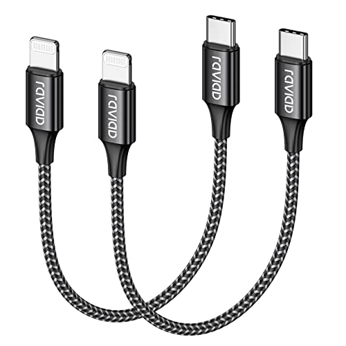 RAVIAD USB C ライトニングケーブル 短い 0.3M 2本セット【MFi 認証】iPhone 充電ケーブル 20W 急速充電 データ転