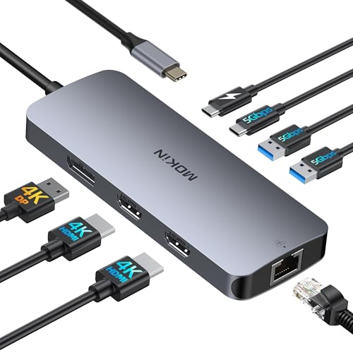 MOKiN USB C ドッキングステーシム 3 画面出力 トリプルモニター対応 HDMI 2 ポート 4K 対応 DisplayPort LA