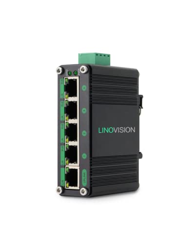 LINOVISION産業用5ポート ギガビット ソーラーPOEスイッチ | DC9V-54V入力、DC48V出力の内蔵電圧ブースター | 4 x