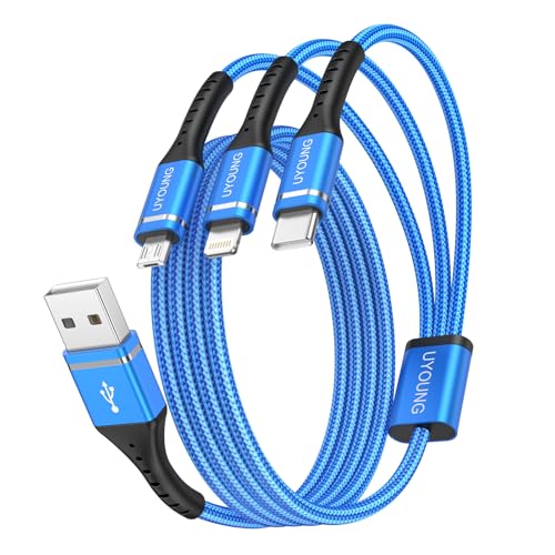 1本青/1.2M/-・Size:1.2MStyle:1本Color:青・【3in1 充電ケーブル】本製品は三合一充電線、マルチヘッド充電線です。3種類の端子(ライトニングiOS・Type-C・Micro USB)を搭載しており、自宅、オフィス、車内等色々な場所で、1本だけを持つと十分。・【3台同時充電 】1つのUSBポートから3台のデバイスが同時に充電できます。ライトニングデバイス、Type-C機器、マイクロUSB機器を対応し、3台接続機器へ同時に急速充電を対応します、充電スピードも早くて 本当に便利です。・【高耐久ナイロン＆断線防止設計】柔軟性と耐久性を兼ね備えた二重編込高耐久ナイロン素材を採用、iPhone充電ケーブルがより頑丈で柔軟になります。根元強化デザイン、10000回以上の折り曲げテスト、普通のケーブルより長い使用可能です。・【対応機種・幅広い互換性】3in1 多機能ケーブルはほぼ全設備にphone対応できます。ライトニング端子・Type C端子やMicro USB端子搭載のスマホ・タブレット・イヤホン等のUSB周辺機器を対応します。・【安心サポート