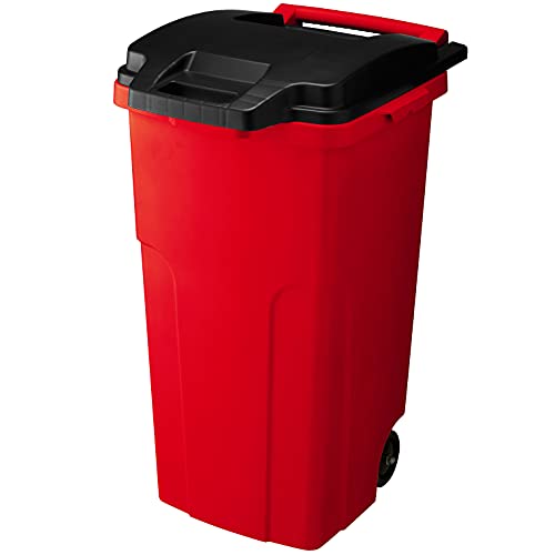 Dustbins - リス 大型 ゴミ箱 キャスターペール レッド 90L 2輪 排水栓付き 日本製 90C2