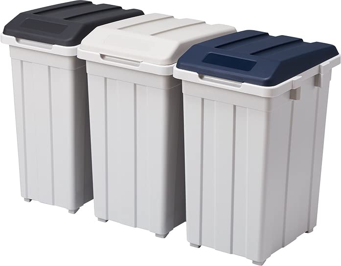 Other - アスベル フタ付きゴミ箱 屋外 33L・33L・27L ジョイント分別3個セット ジョイントできる 白、青、黒 カラーで分別 A6644