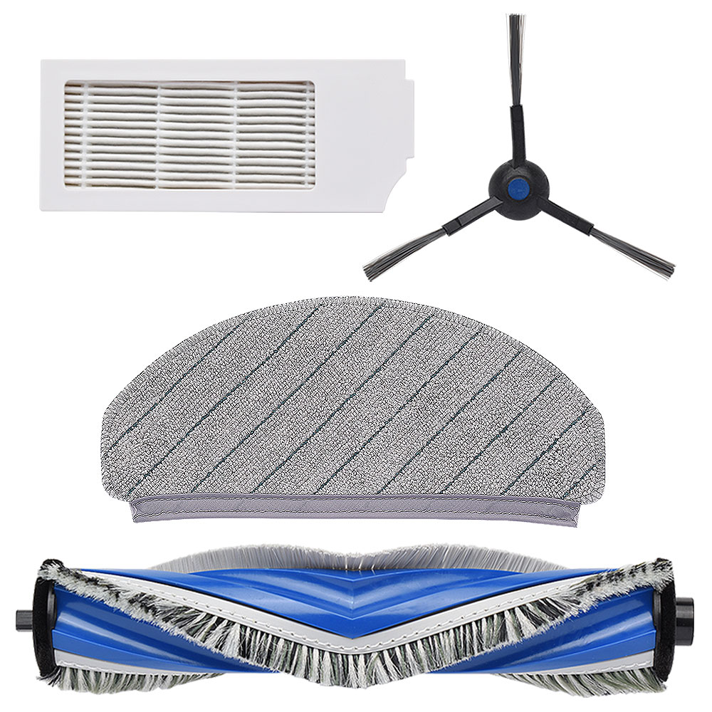 エコバックス N20 / N20 PLUS / N20 PRO PLUS 用 モップ、フィルター、サイドブラシ、メインブラシ 互換交換パーツ4点セット 互換品