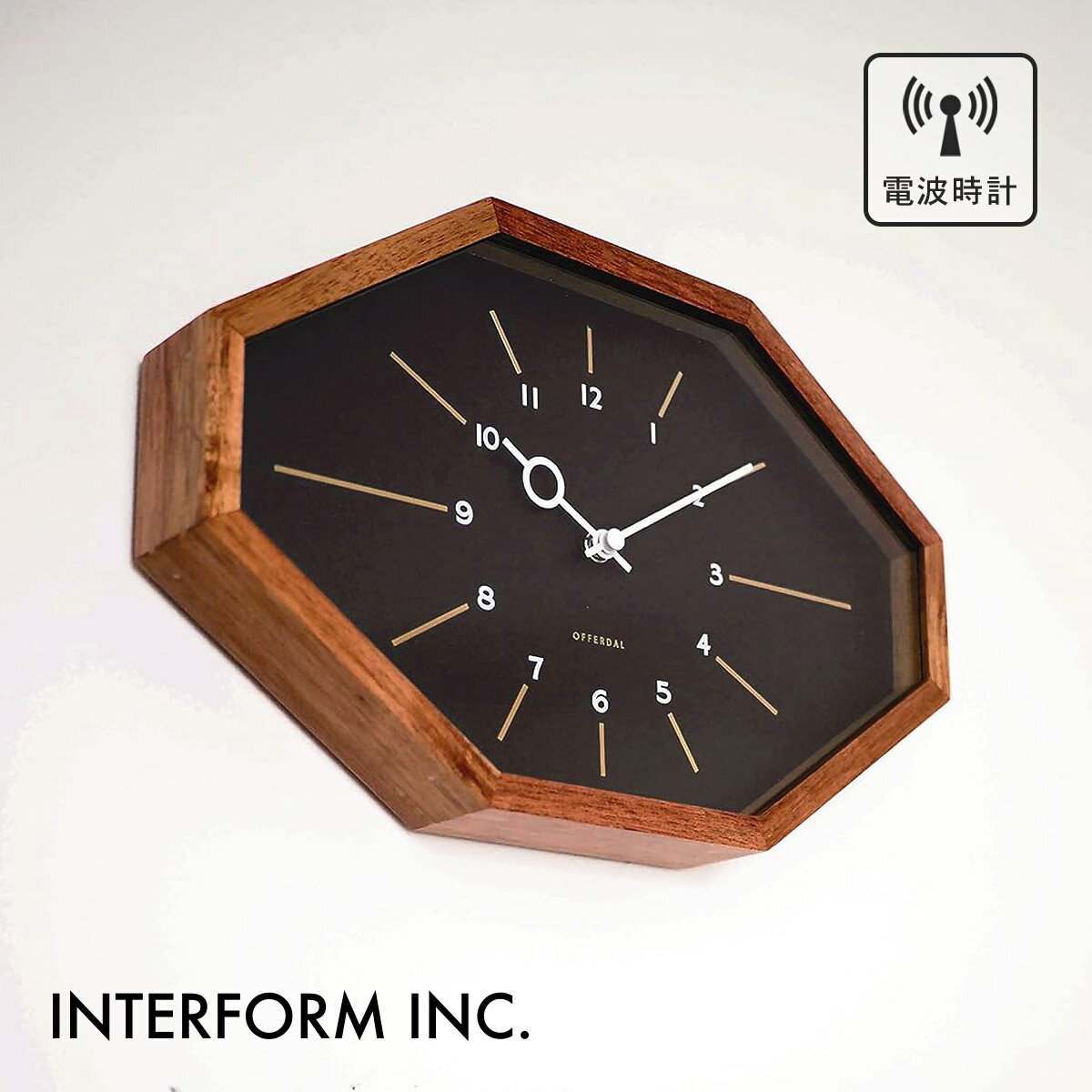 Belmonte ベルモンテ ウォールクロック［電波時計］【ブラック】CL-3024 BK INTERFORM インターフォルム 壁掛け時計 インテリア 北欧 ナチュラル おしゃれ モダン ミッドセンチュリー レトロ【沖縄・離島 お届け不可】のサムネイル
