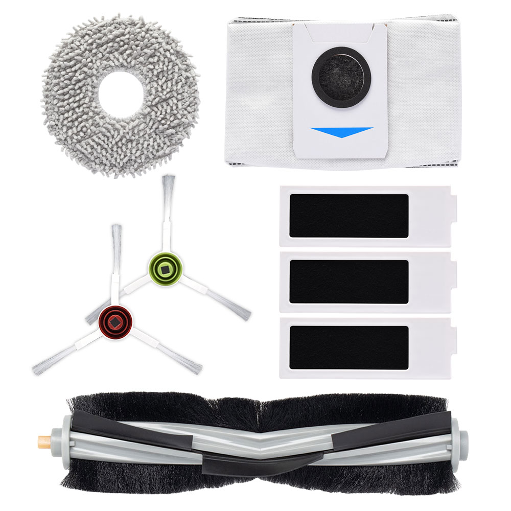 エコバックス T20 OMNI / T20e OMNI用 メインブラシ、サイドブラシ、抗菌フィルター、モップ、ゴミパック 交換パーツ8点セット 互換品