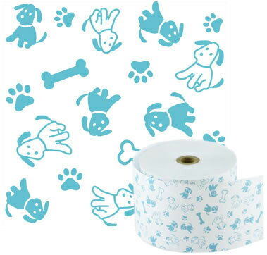 58mm幅用 58×80×12 犬 ブルー ファンシー感熱レジロール紙 【50巻】 【沖縄・離島 お届け不可】